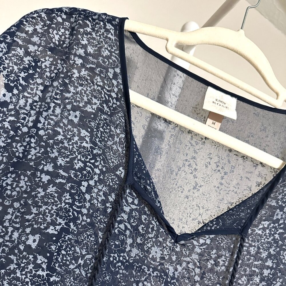 Boho Blue Top with Ruffles - Picture 2 of 4